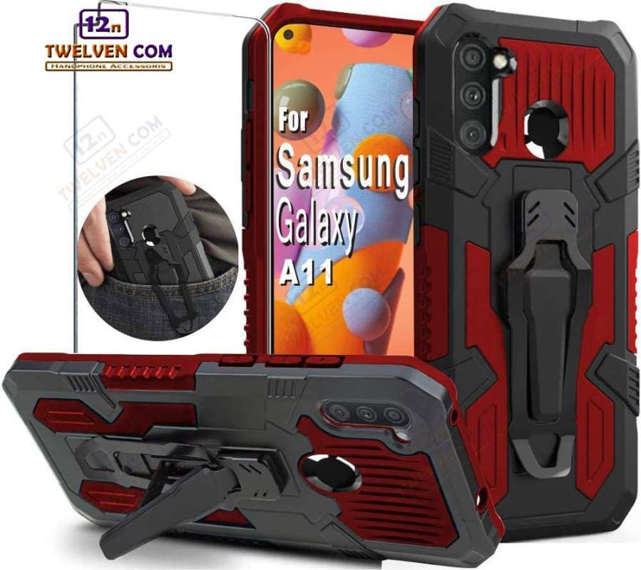 Promo Case Shockproof Samsung M11 Armor Hardcase Stand Clip