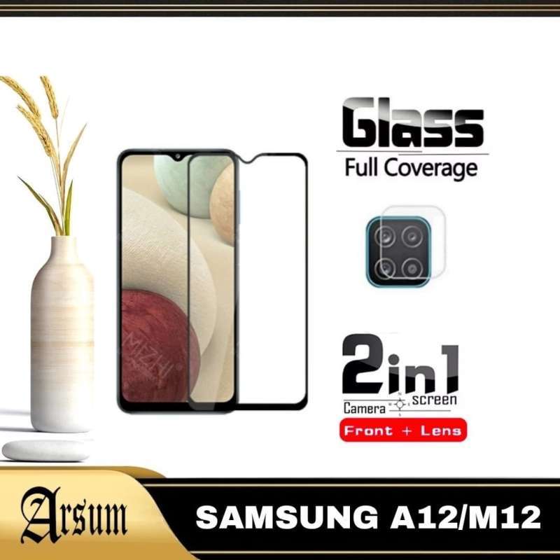 PROMO Tempered Glass Layar SAMSUNG GALAXY A12 M12 Camera Full Screen  Full Lem