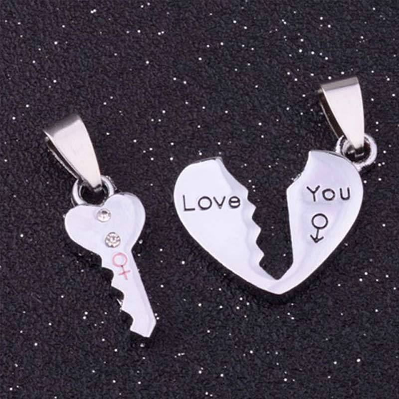 h ikea set sweet pendant necklace couples heart shape i love you chain fashion jewelry 2 pcs