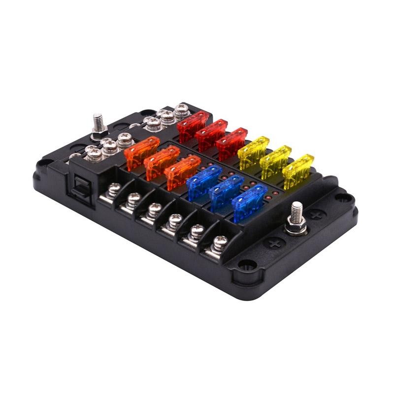 e accessory 12 way fuse box holder block fuse box with led indicator durable protection cover sticker
