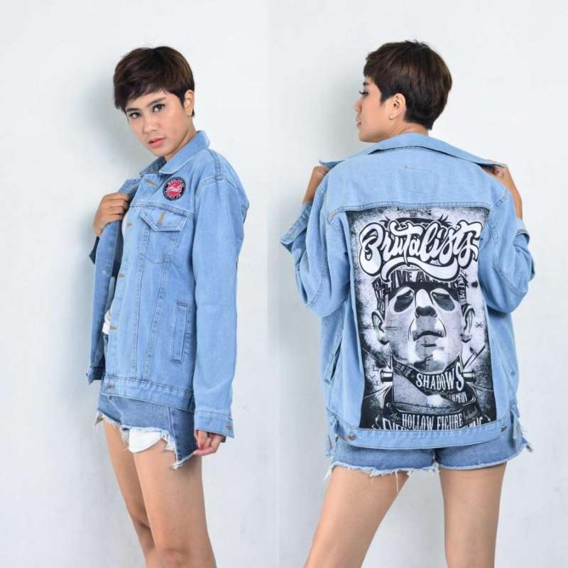 Jaket Jeans Wanita Oversize Korea Jaket Cewek Denim Distro Casual