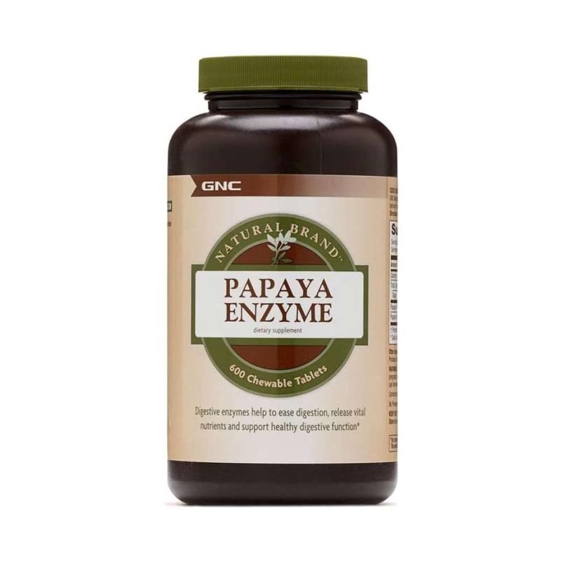 gnc natural brand papaya enzyme pepaya enzim antioksidan hipertensi pencernaan peradangan suplemen kesehatan 600 tablet