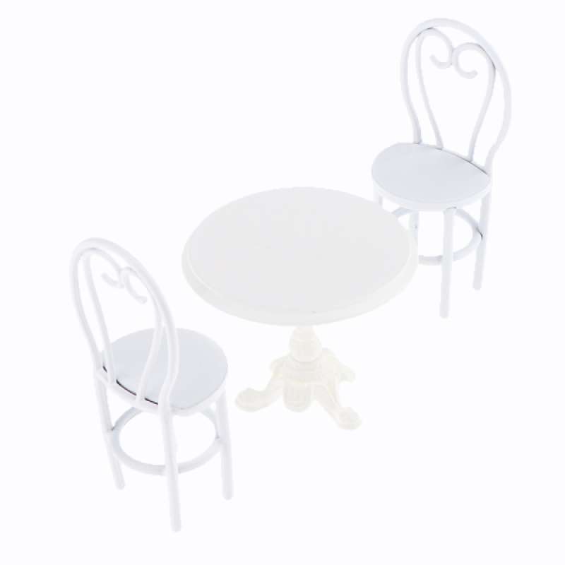 oem metal dining room desk and 2 chairs dollhouse miniature furniture white 1 12