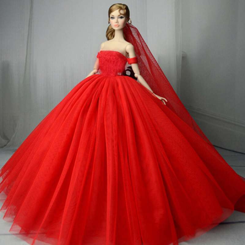 Jual Oem Red Wedding Dress For 12inch Doll Party Dresses Veil 1 6 Doll Accessories Online Desember 2020 Blibli