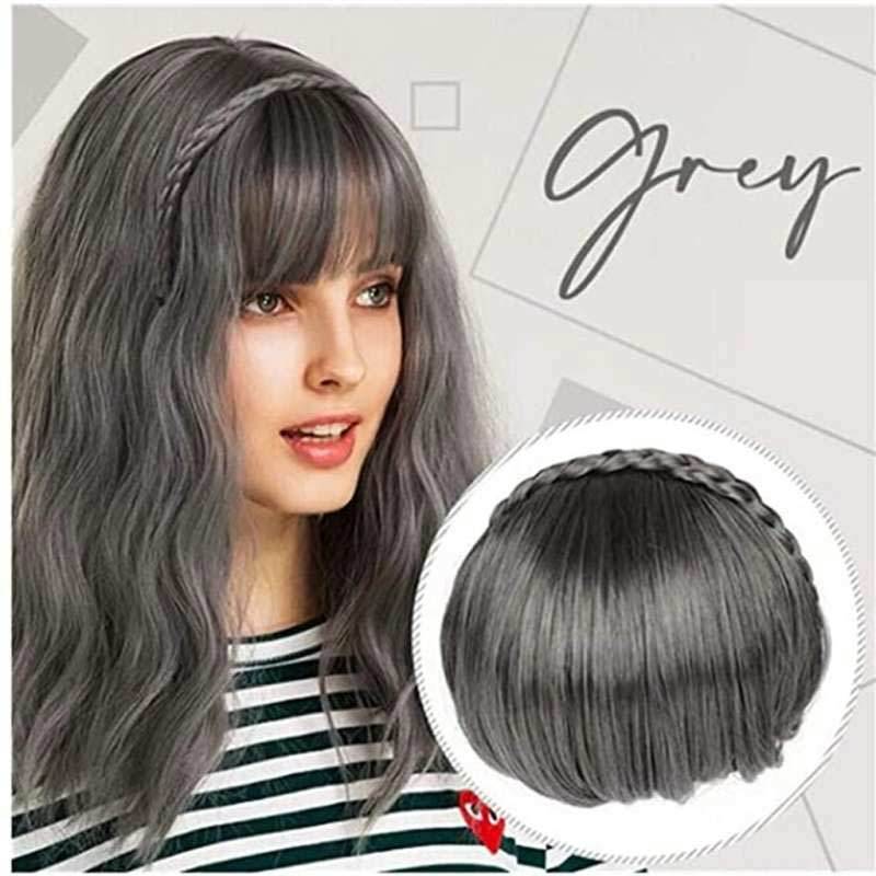 Jual Fashion Deal Braid Hairband Synthetic Bangs Heat Resistant Bangs Hair Extensions For Lady Gray Online Desember 2020 Blibli