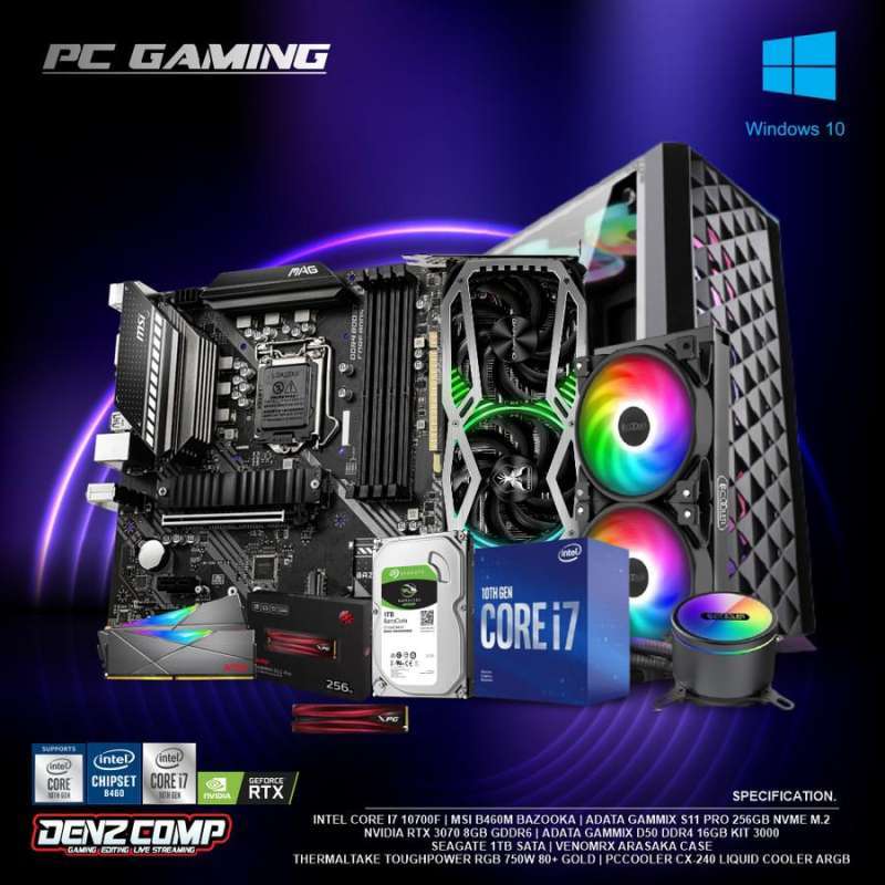 Jual PC GAMING INTEL I7 10700F (RTX 3070 8GB) RAM 16GB SSD 256GB HDD 1TB  di Seller DENZCOMP DENZCOMP Blibli