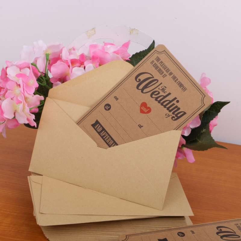 Jual 50 Kraft Paper Wedding Invitations Handmade Rustic Vintage And Envelopes Online Desember 2020 Blibli
