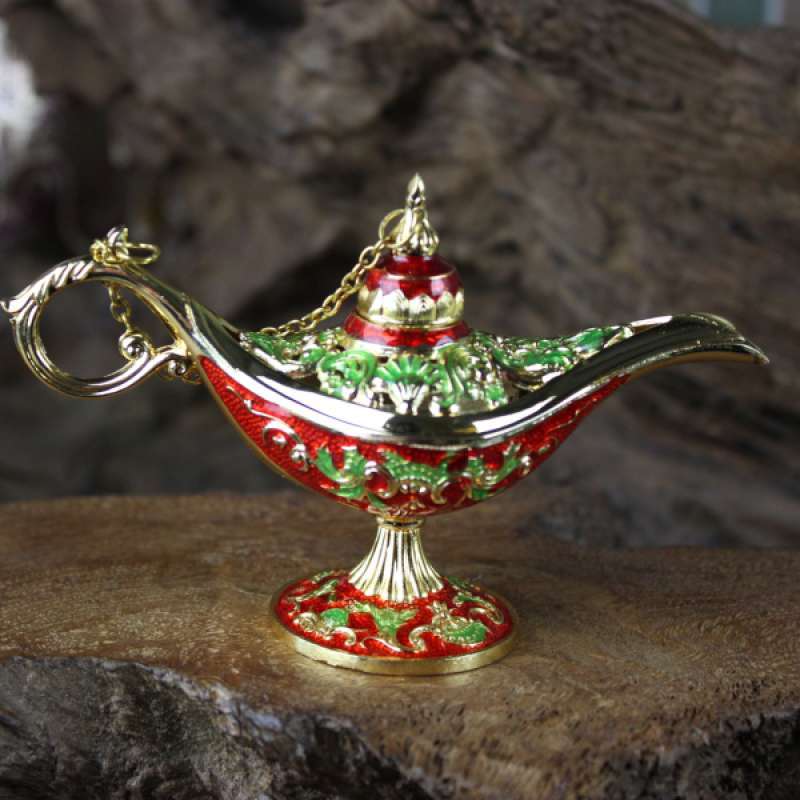 Vintage Ethnic Hollow Flower Lamp of Aladdin Jewelry Display Storage Case Box