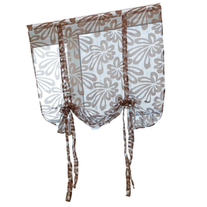 Chic Jacquard Short Roman Curtains Tie-up Shade Sheer Voile for Small Window 