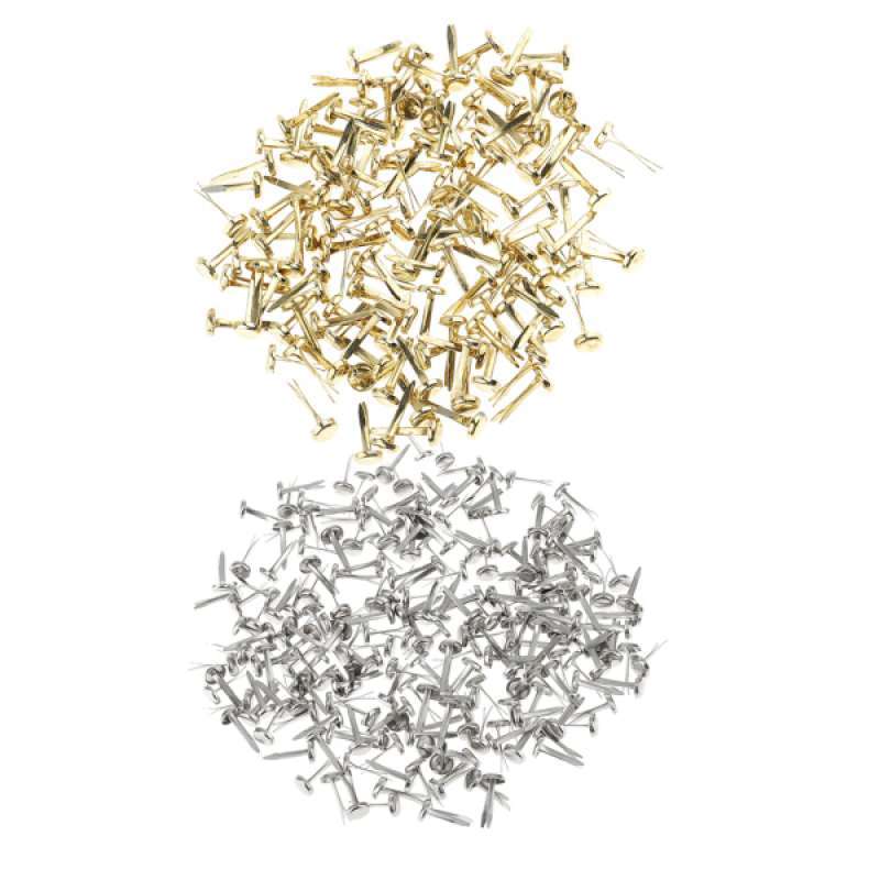 400pcs Metal Iron Brad Paper Fastener Decorative Brads for Craft Gold Silver 