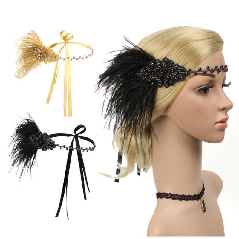 Promo OEM Retro 1920s Feather Headband 