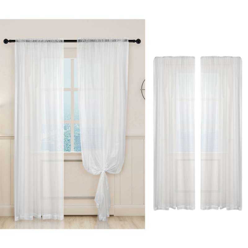 Pack 2 Elegant White Gauze Sheers Window Curtain Panel Fly Screen Terbaru Agustus 2021 Harga Murah Kualitas Terjamin Blibli Pack 2 Elegant White Gauze Sheers, White Gauze Curtains