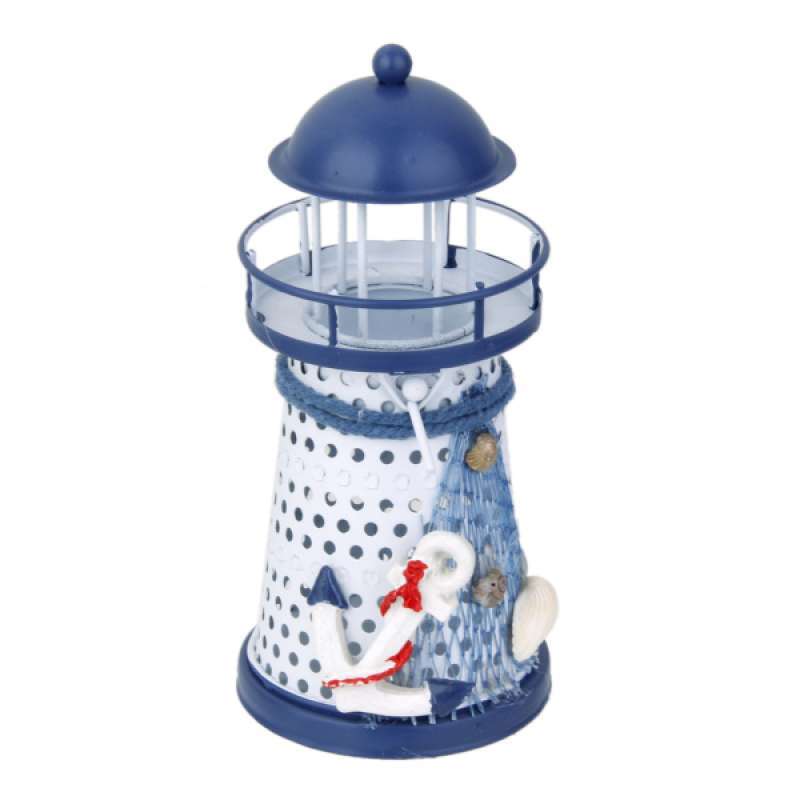 Jual Mediterranean Lighthouse Candle Candlestick Anchor Blue White Home Decor Online November 2020 Blibli Com