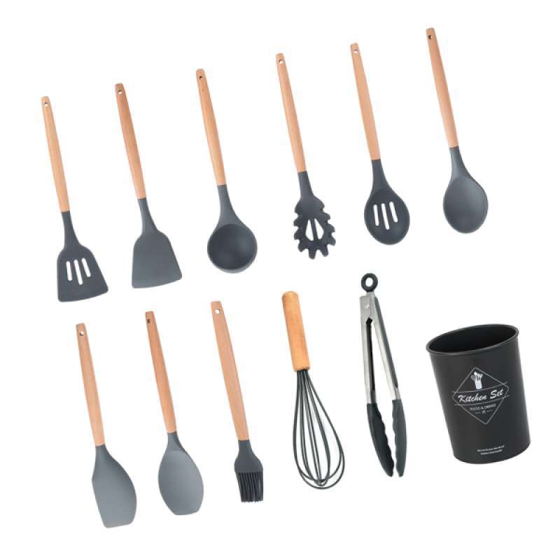 Jual Pack Of 12 Silicone Cooking Utensil Set Kitchen Utensils Cooking Utensils Set Non Stick Heat Resistant Silicone Cookware With Wooden Handle Terbaru Juni 2021 Blibli