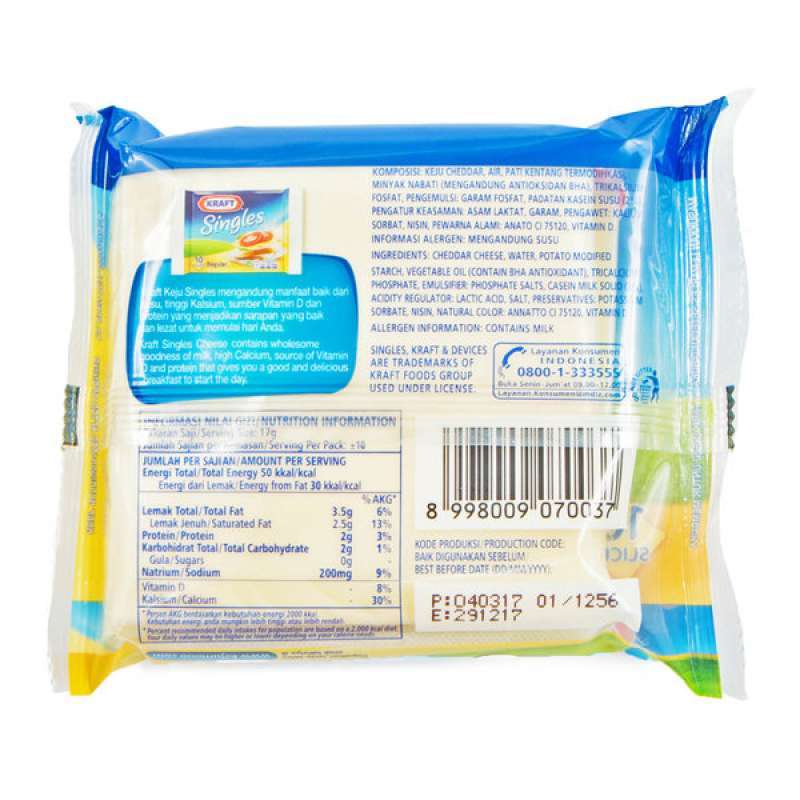 Jual KRAFT Cheese Singles 10 Slices - Keju Cheddar Iris 10 ...