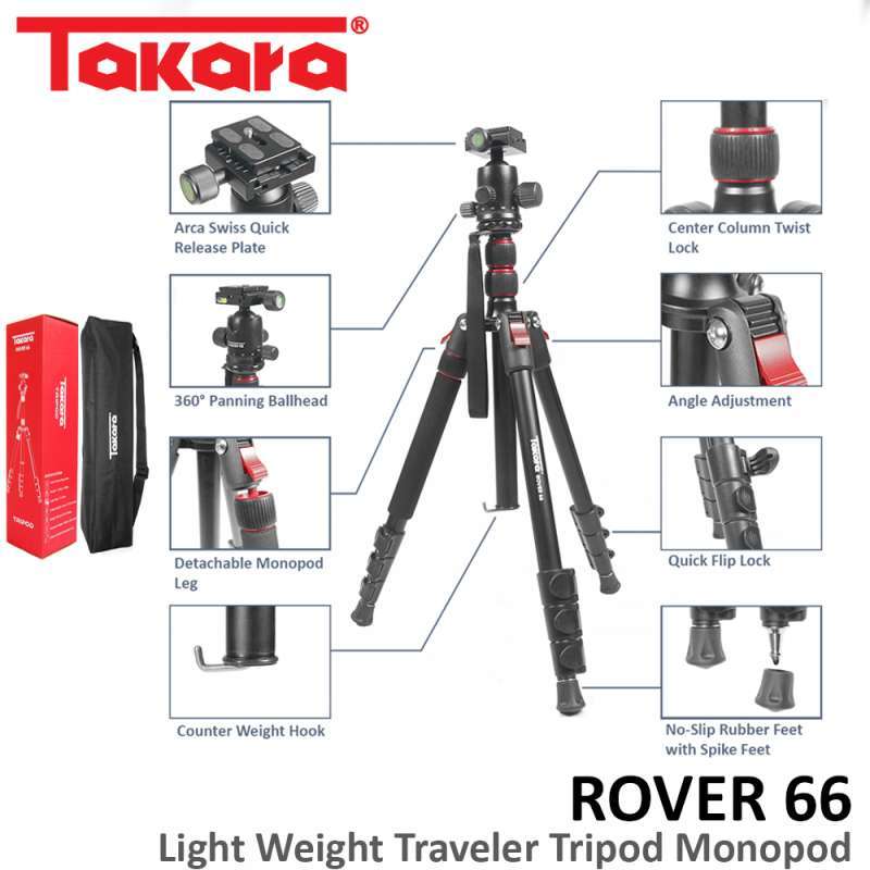 takara rover 66 light weight traveller tripod monopod for dslr