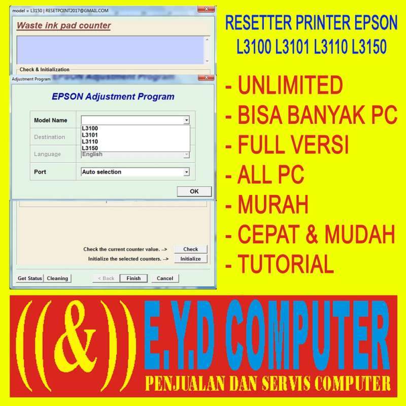 Jual Epson L3100 L3101 L3110 L3150 Resetter Printer Software Unlimited All Pc Full Versi Murah Mei 2021 Blibli