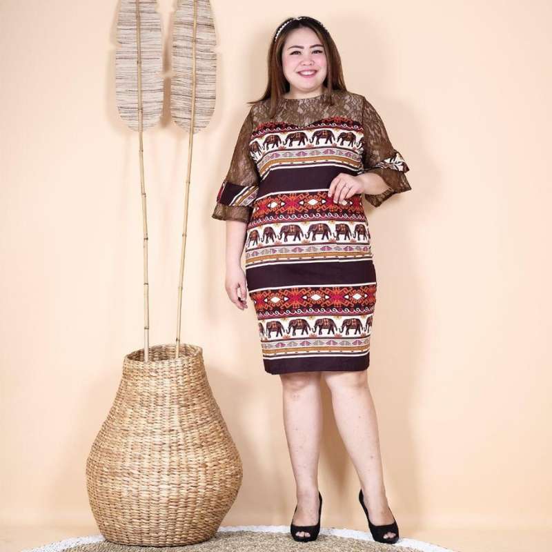 Jual Koesoema Clothing Bianca Bkn Dress Batik Jumbo Kombinasi Brokat Bigsize Fit Up To Xxl Online Desember 2020 Blibli