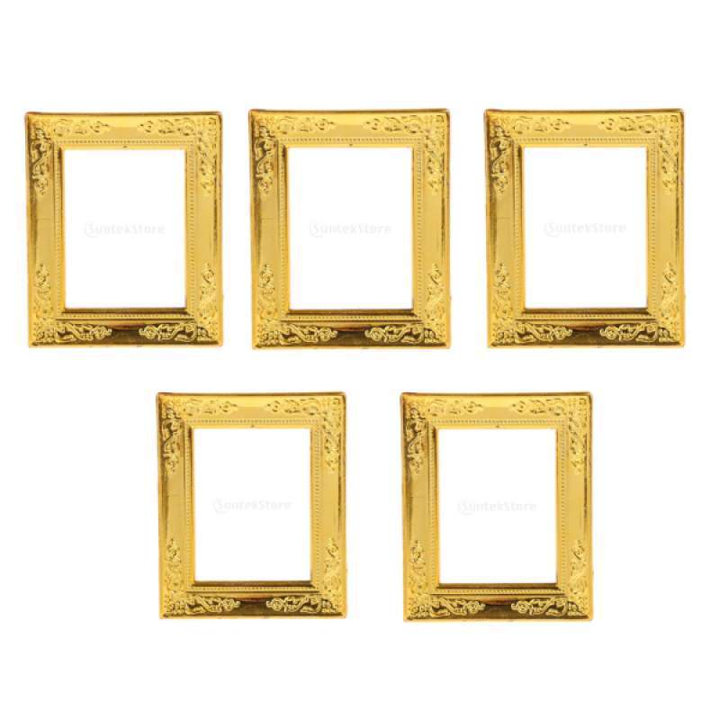 5pcs Miniature Gold Rahmen Photo Frame 1:12 Dollhouse Wall Decorative Items 