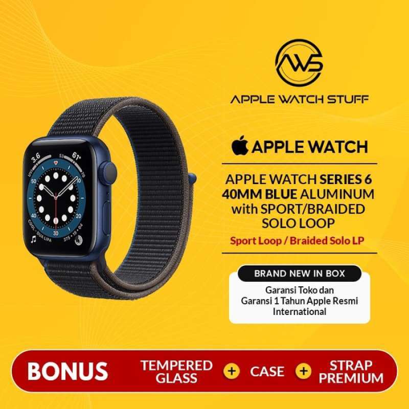 Jual Apple Watch Series 6 40mm Blue Aluminium with Deep Navy Sport Band  (GPS) di Seller Apple Watch Stuff Official Store - Kota Jakarta Barat, DKI  Jakarta | Blibli