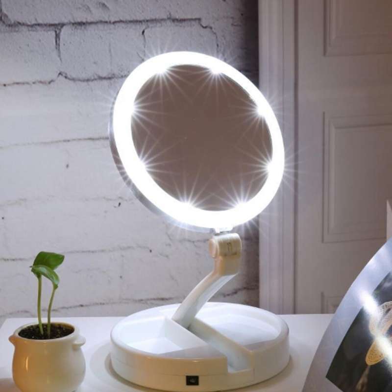 Jual Cermin Rias Lipat Dua Sisi Makeup Lampu Led Double Mirror Foldable Online Januari 2021 Blibli