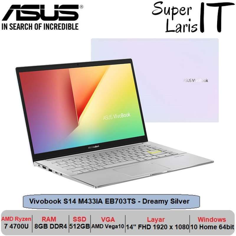 Jual Laptop Asus Vivobook S14 M433ia Ryzen 7 4700u 8gb 512gb Vega10 14 W10 Online November 2020 Blibli Com