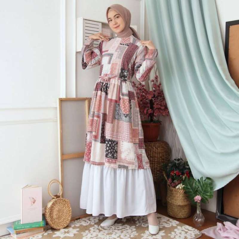 Jual Baju Gamis Wanita Terbaru Gamis Wolpeach Kombinasi 8407 Online Oktober 2020 Blibli Com