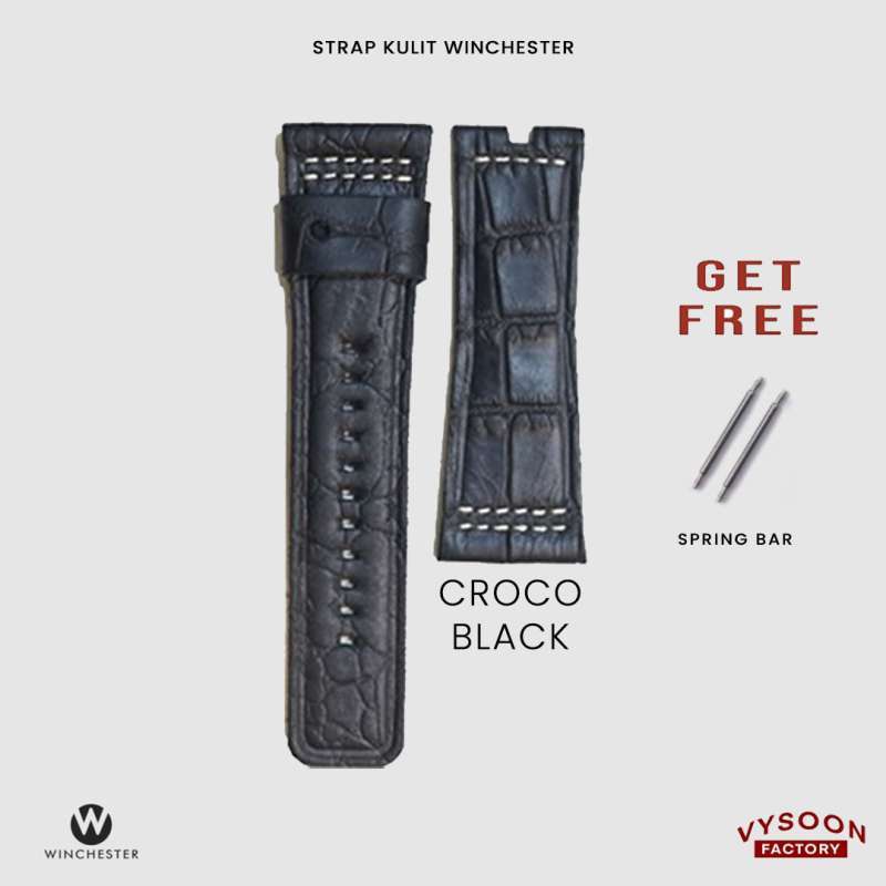 Strap Tali Jam Tangan Seven Friday Expedition Kulit Leather 30mm Ori Croco  Black