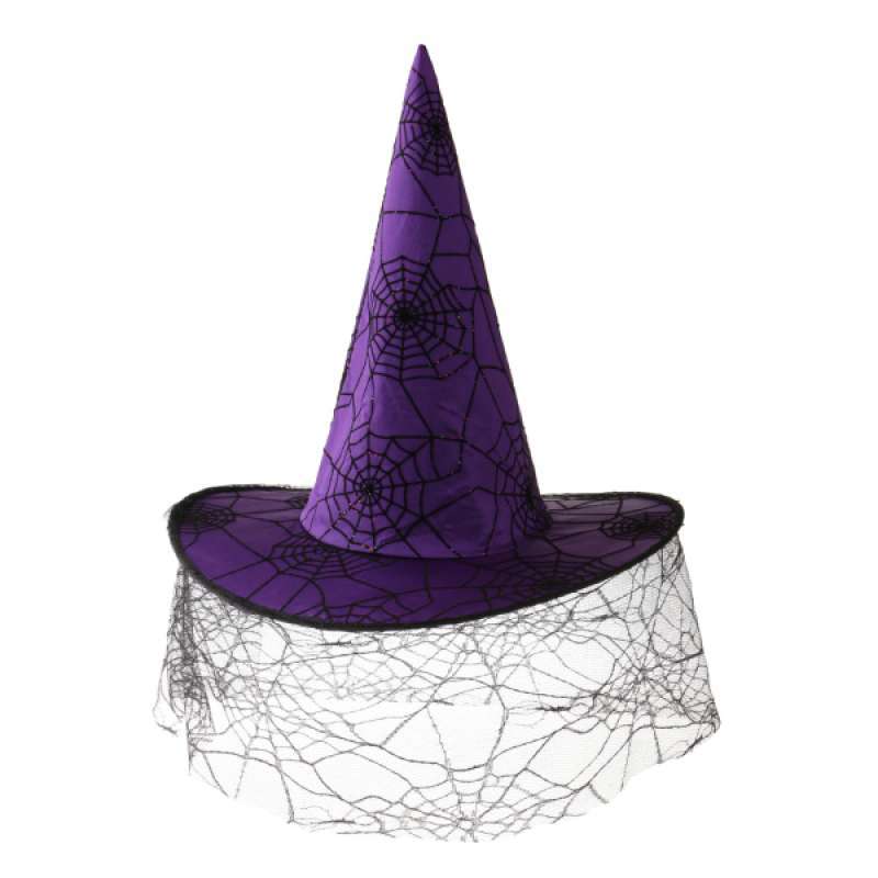 Promo Purple Witch Hat Veil Spiderweb 
