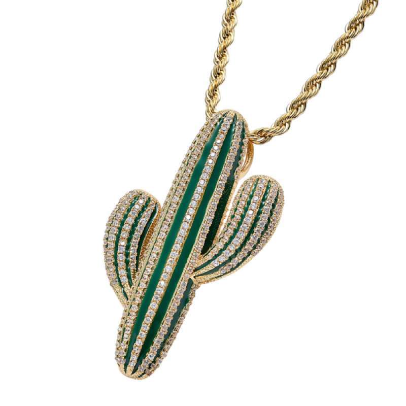 Promo 18K Gold Women Men Charms Cactus 