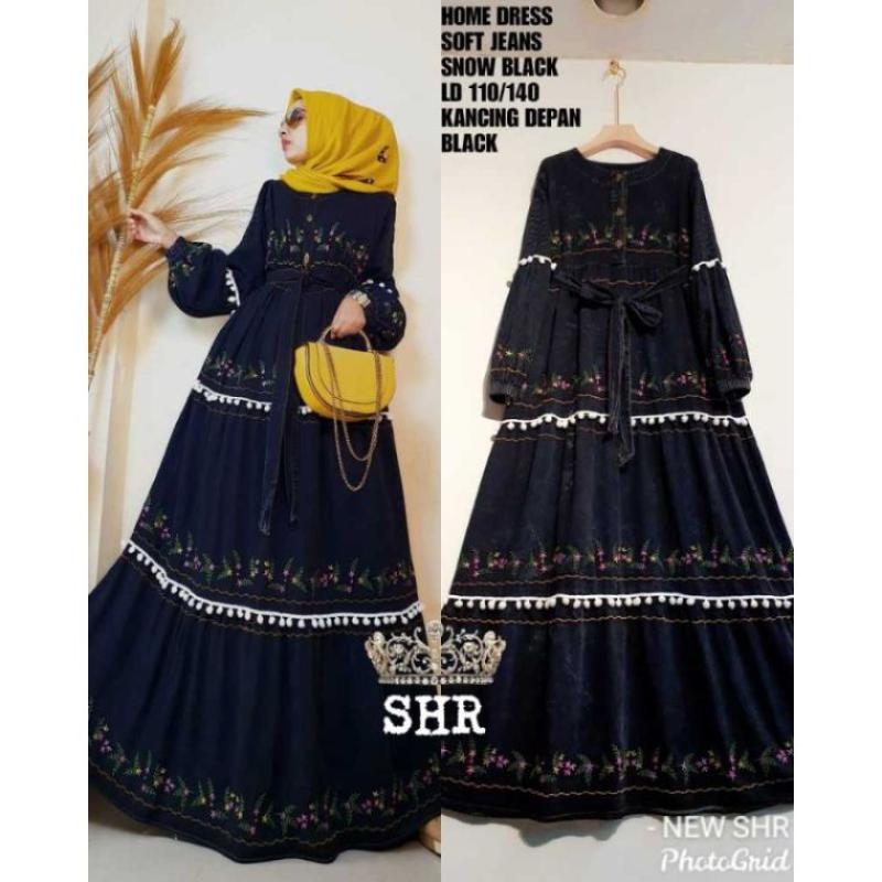 Jual New Ready Gamis Soft Jeans Pompom Shr Ori 100 Murah Juni 2021 Blibli