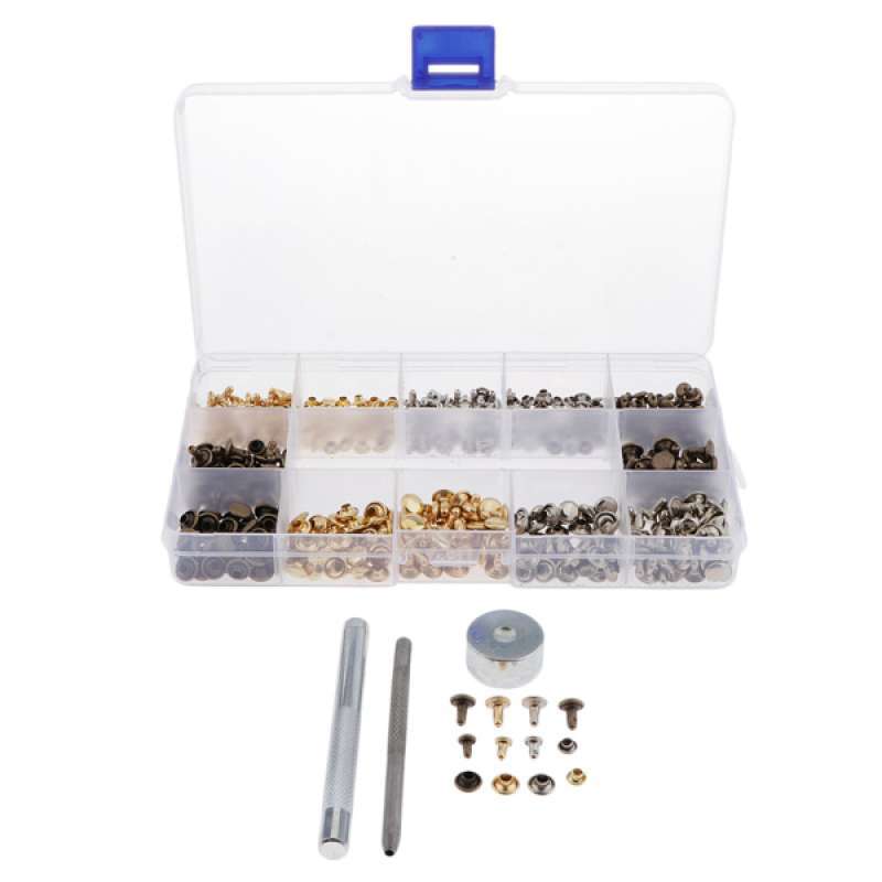 Jual Double Cap Rivet Metal Stud Fixing Tool Kit For Leather Clothes Craft 240set Online Desember 2020 Blibli