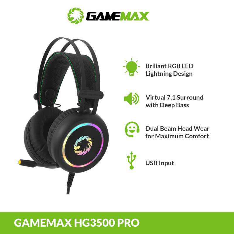 Jual Gamemax Hg3500 Pro Usb 7 1 Rgb Gaming Headset Hitam Online Desember 2020 Blibli