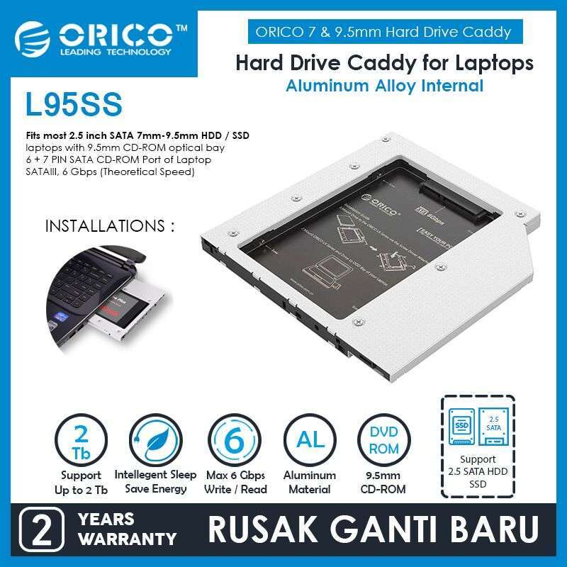 Jual Orico L95ss Aluminum Internal Hard Drive Caddy For Laptop 7 9 5 Mm Online Februari 2021 Blibli