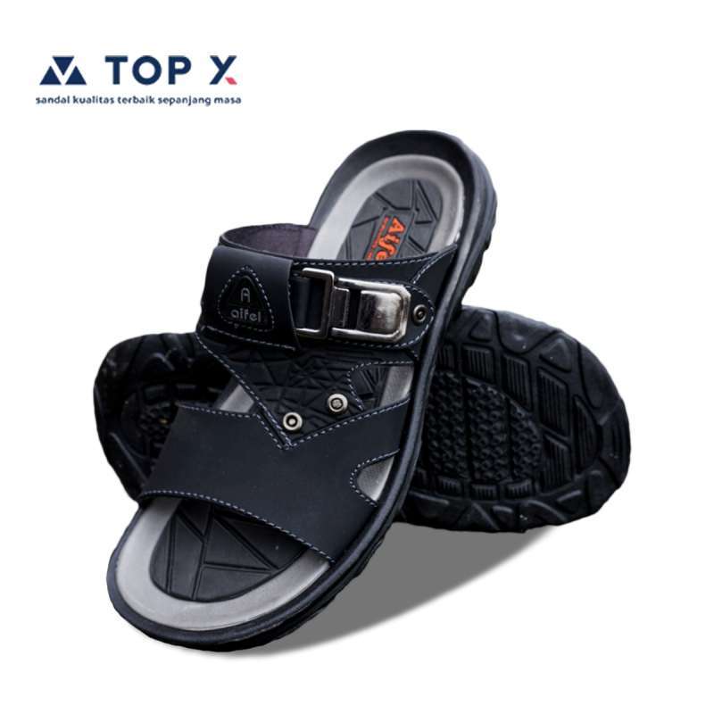Jual Top X Sandal Pria Selop Kasual Hitam Matte Terbaru 41 di