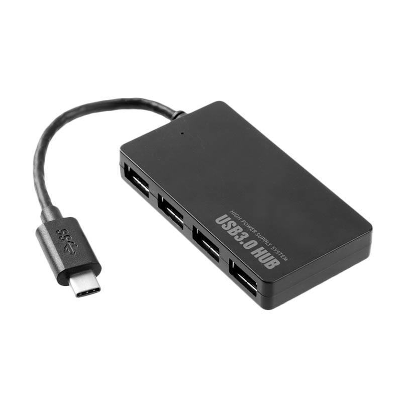 Jual Oem Bb02 Usb Type C To Usb 3 0 Hub Adapter Black 4 Port Online September 2020 Blibli Com