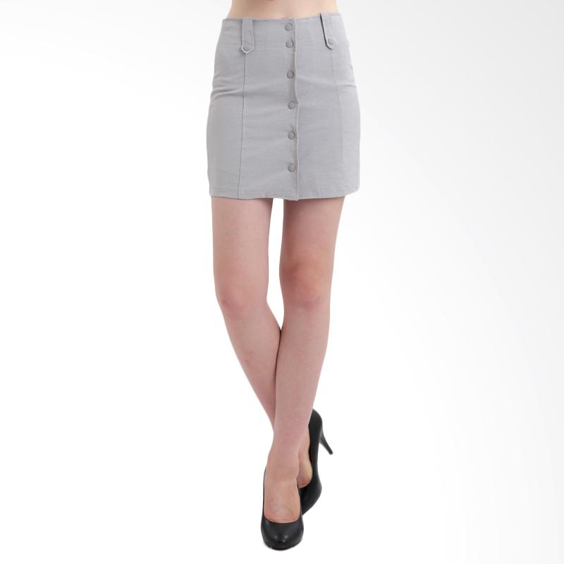 MKY Clothing Shania Button Mini Skirt - Grey
