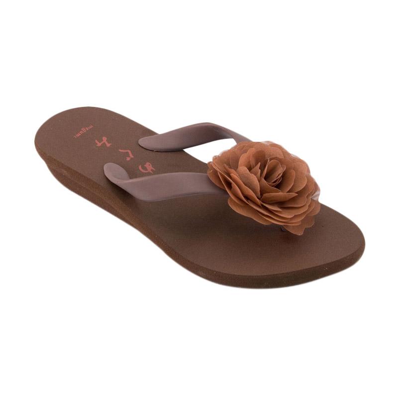 Megumi Rose Sandal Flats Wanita - Brown