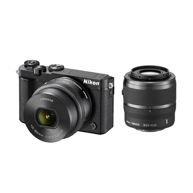 Nikon 1 J5 Kit 10-30mm VR PD-Zoom + Nikon 30-110mm VR Kamera Mirrorless - Black + Free LCD Screen Guard