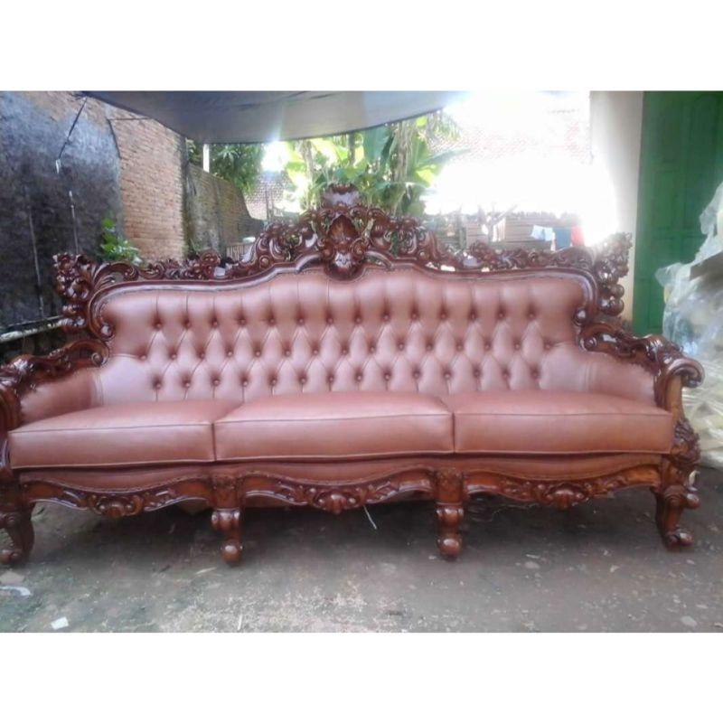 kursi meja tamu sofa barcelona ukir kayu jati furniture asli jepara