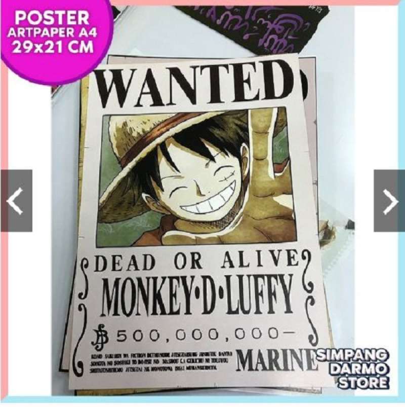 Jual Poster One Piece Buronan Luffy D Monkey Wanted Bounty Terbaru Straw Hat Terbaru Juni 2021 Blibli