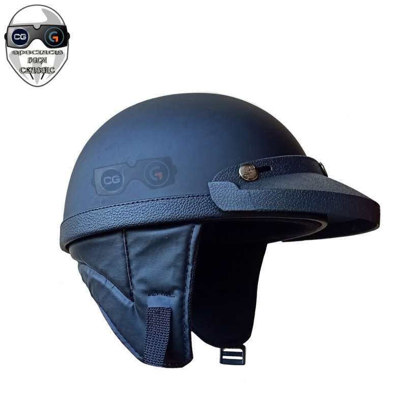 HELM RETRO/HEL.M KLASIK/HELM HITAM DOP 