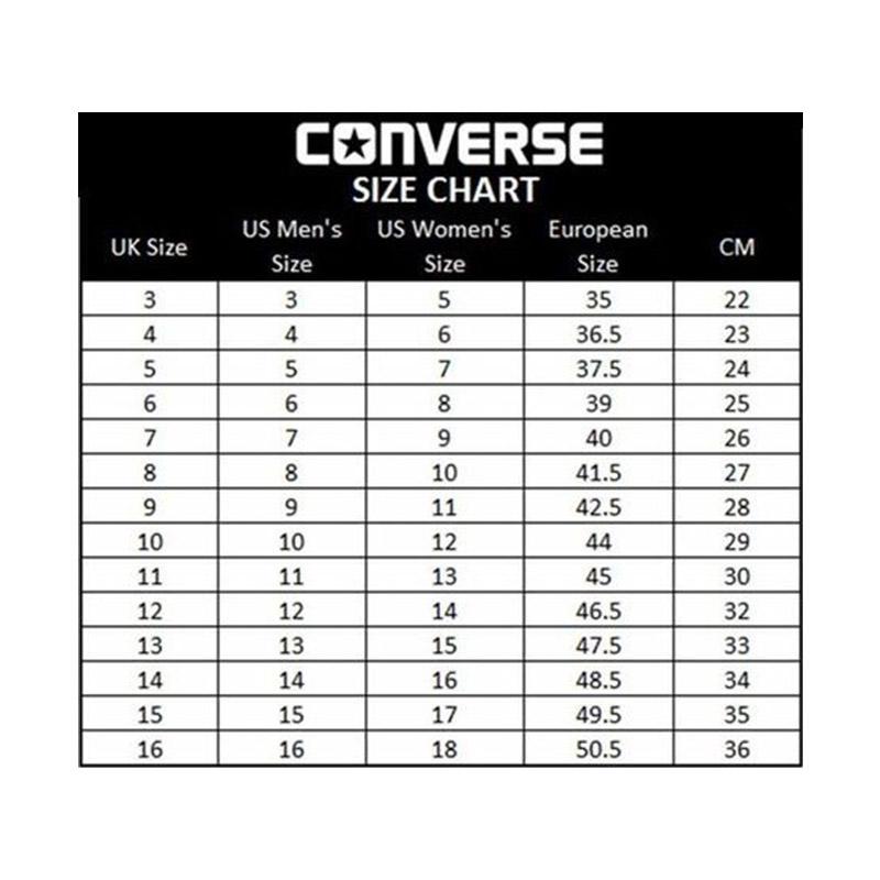 Converse jack purcell size chart clearance