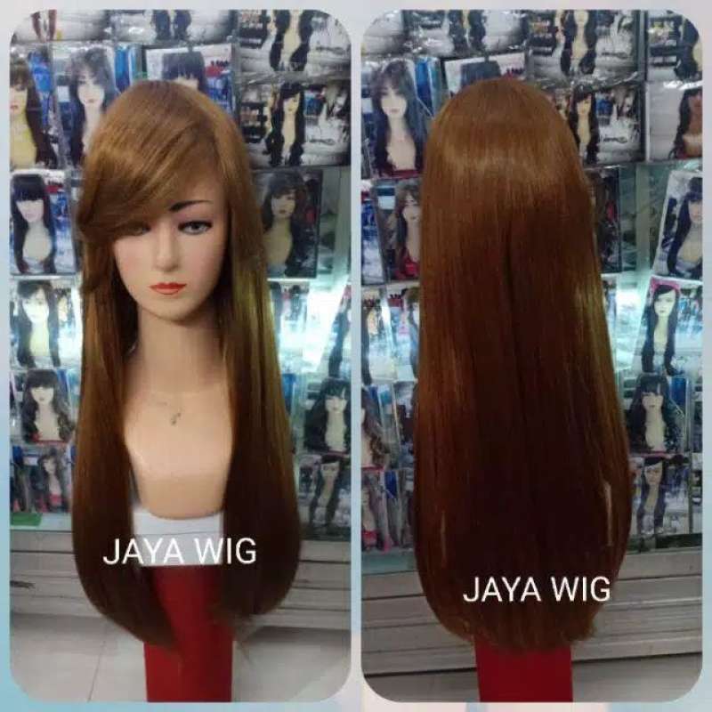 Jual Rambut Palsu Wanita Lurus Panjang Poni Samping Wig Panjang 60cm Warna Golden Brown Murah Juni 2021 Blibli