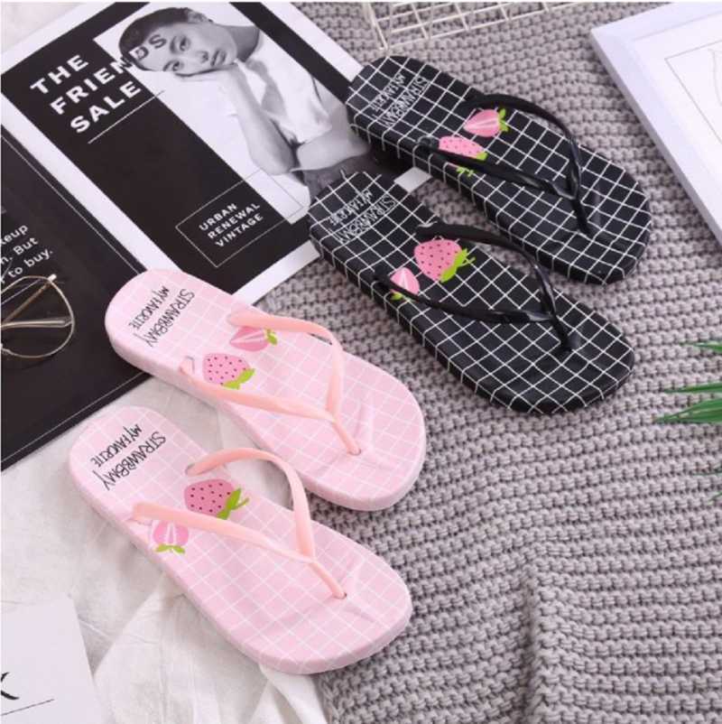 Sandal Jepit Spon Motif STRAWBERRY Anti Slip Murah