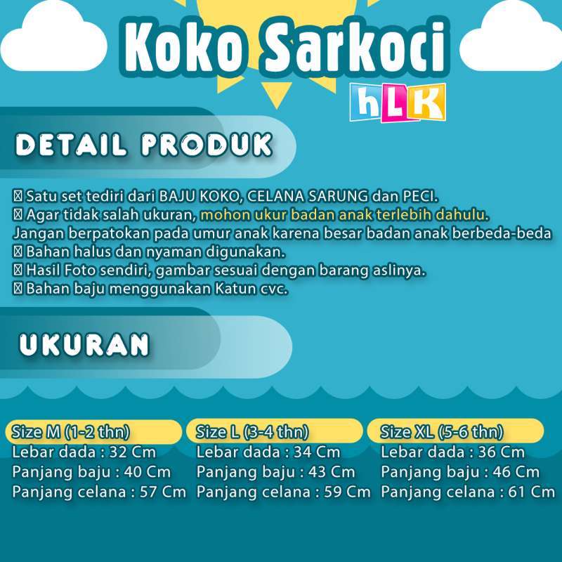 Jual Baju Koko Anak Sarkoci 2 Sd 6 Tahun Sarung Koko Peci Online April 2021 Blibli