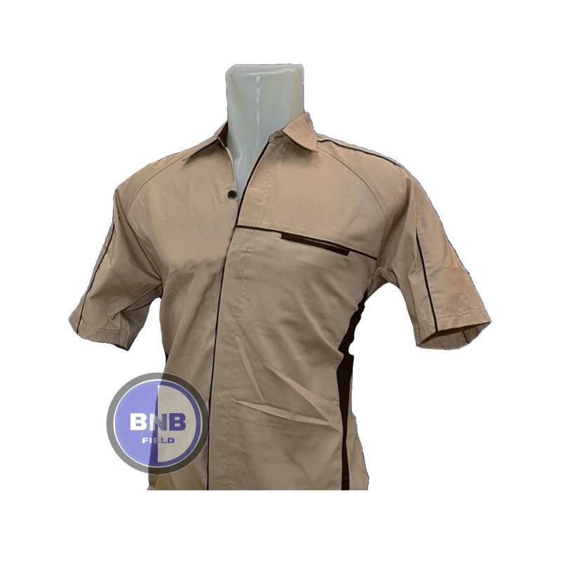 Kemeja Seragam Krem Kombinasi Coklat Bahan American Drill Terbaru Agustus 2021 Harga Murah Kualitas Terjamin Blibli