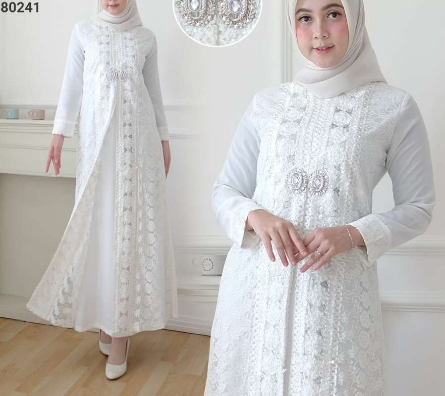 Jual Gamis Putih Wanita Gamis Brukat Baju Muslim Wanita Busana Lebaran Umroh Brokat Pesta Murah Mei 2021 Blibli
