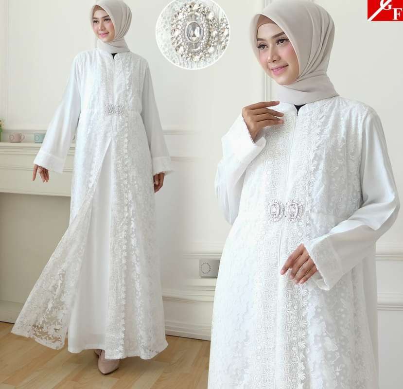 Jual Gamis Putih Wanita Gamis Brukat Baju Muslim Wanita Busana Lebaran Umroh Brokat Pesta Murah Mei 2021 Blibli
