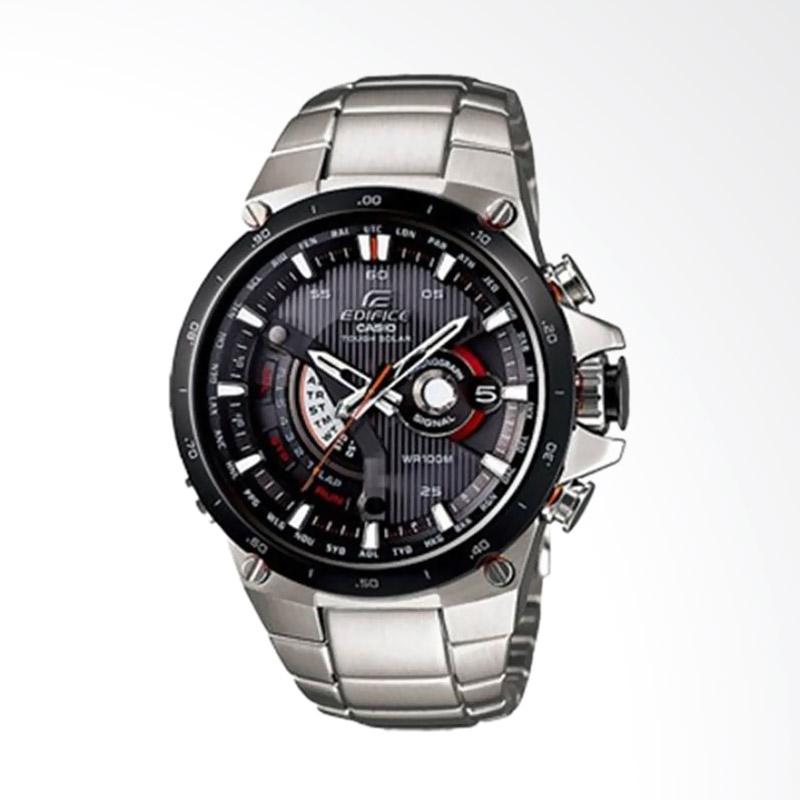 CASIO EDIFICE World Time Solar Powered Stainless Steel Strap Chronograph Jam Tangan Pria - Silver EQS-A1000DB-1AVD